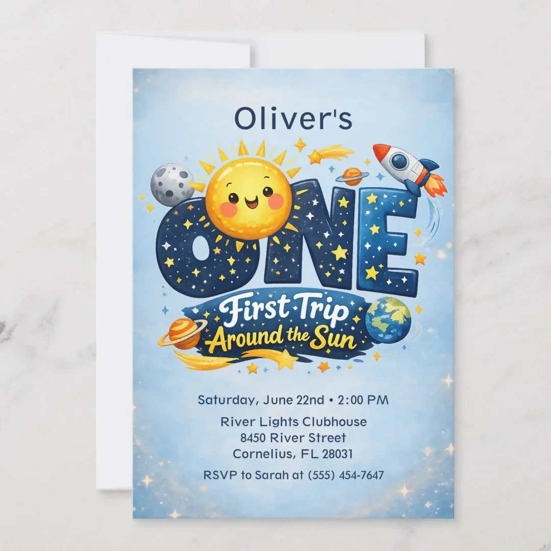 First Trip Around The Sun first birthday invitation