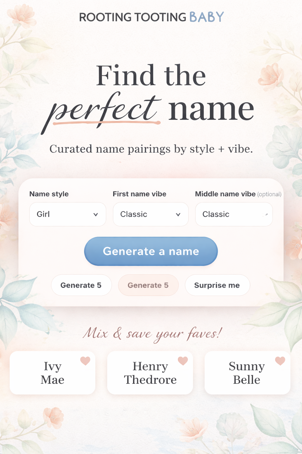 Find the perfect name – Random baby name generator