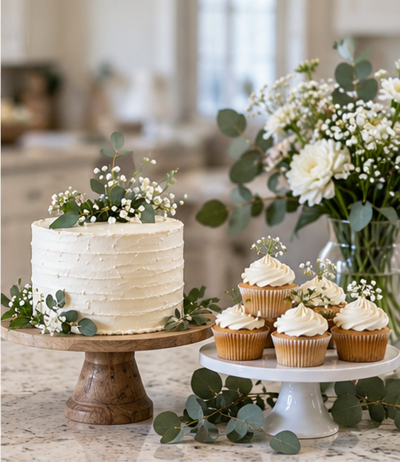 Easy baby shower dessert table with a simple balloon garland